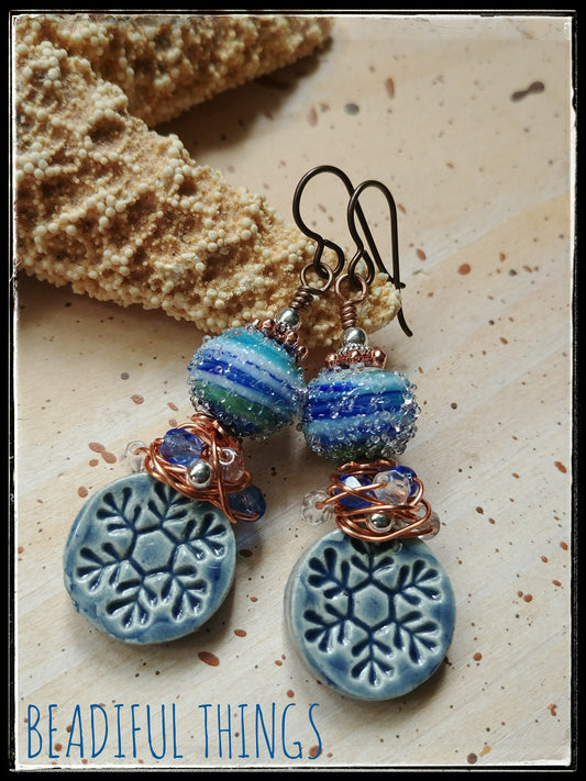 Blue Snowflake earrings