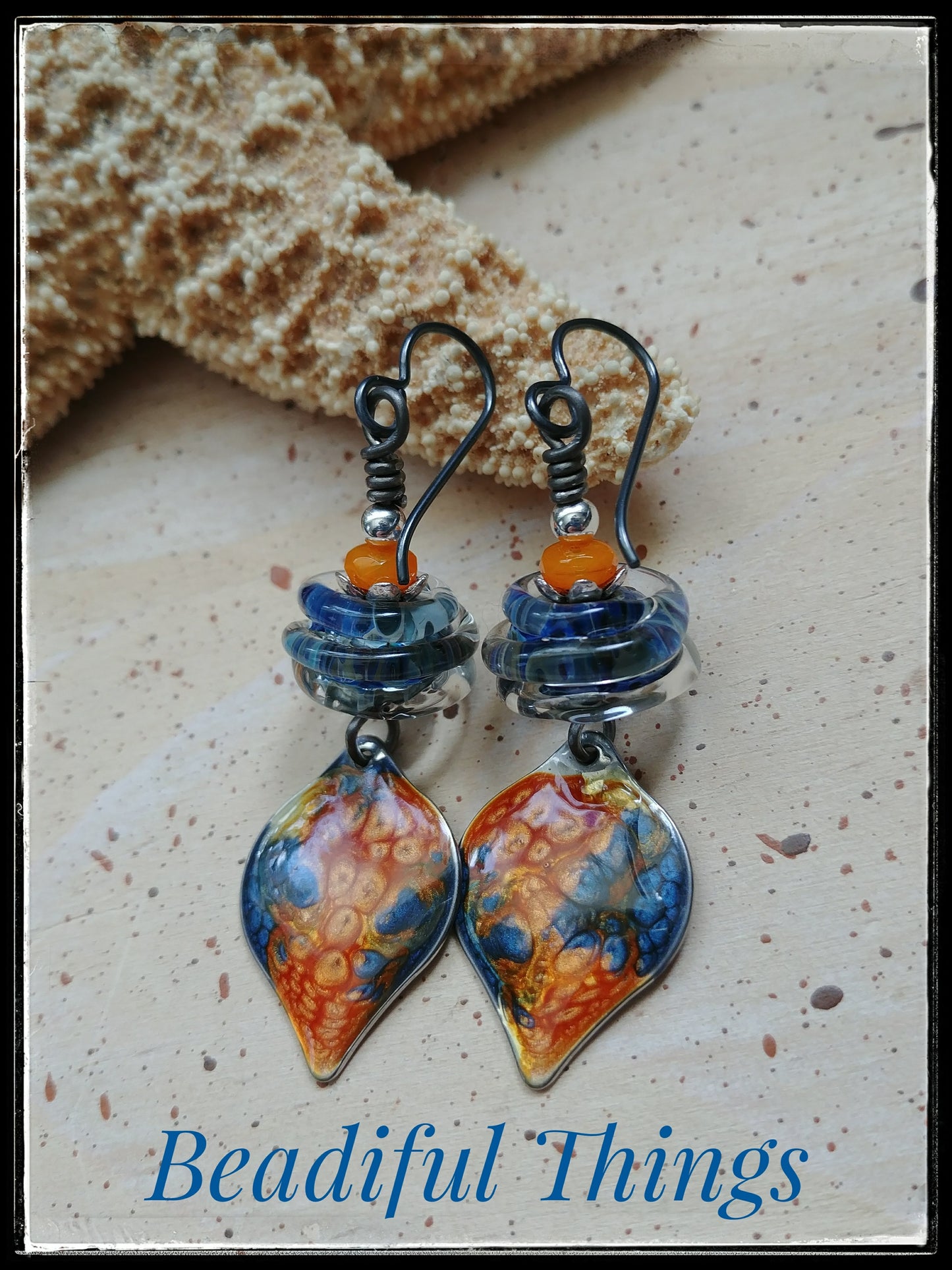 Cobalt & Orange earrings