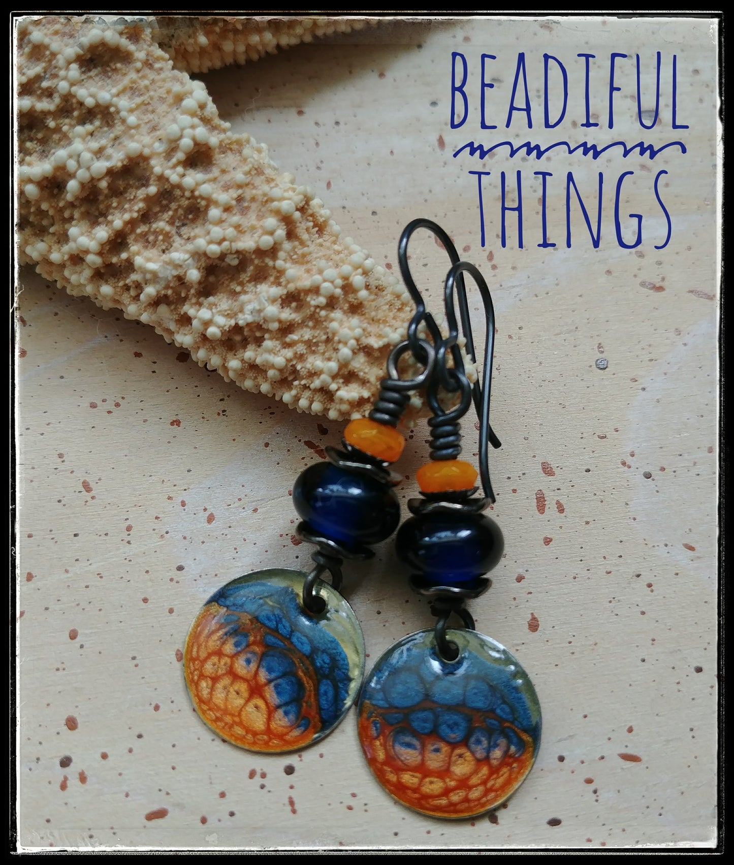 Petite Cobalt & Orange earrings