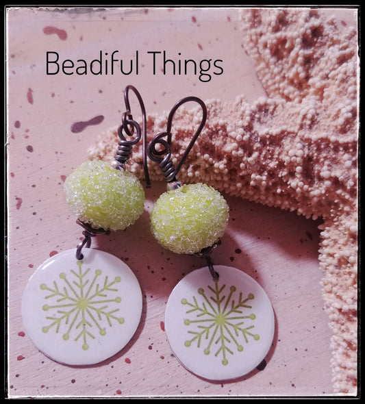 Green Snowflake earrings
