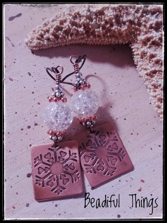 Copper Snowflake Square earrings