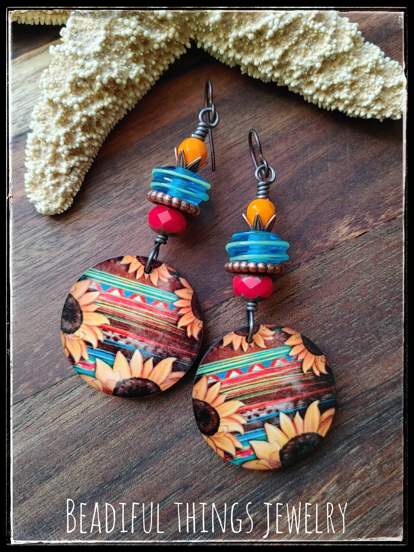 Serape Sunflower earrings