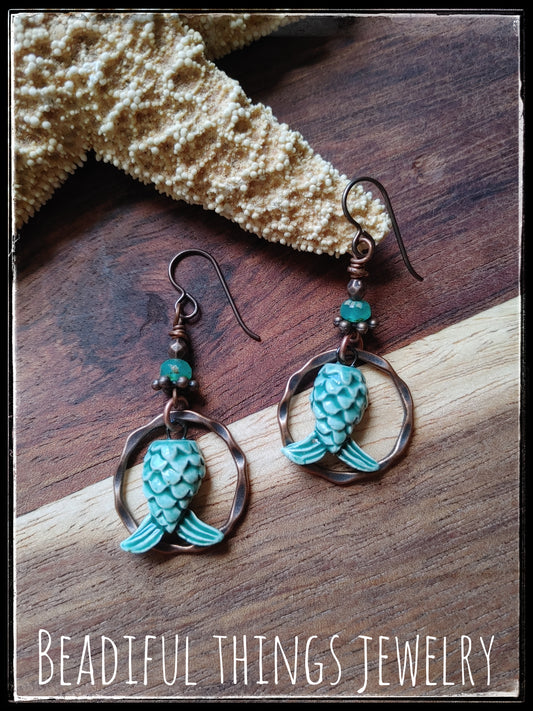 Turquoise Mermaid Tail earrings